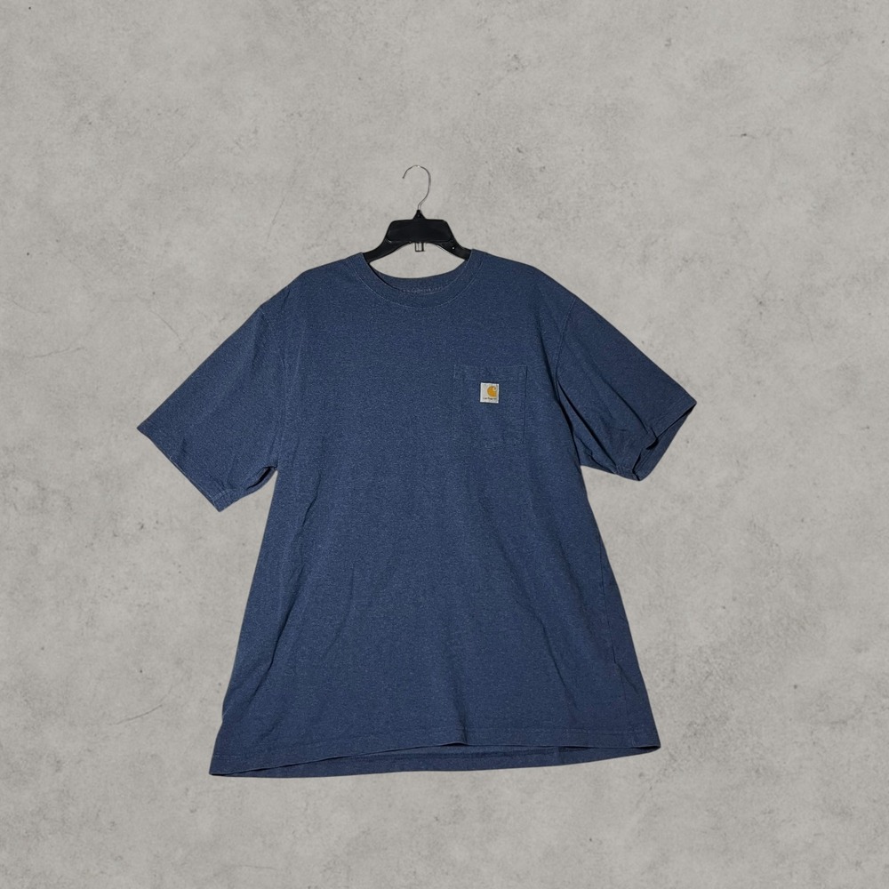 Carhartt K87 Workwear Pocket T-Shirt Blue Navy Short Sleeve Heavyweight Tee L
